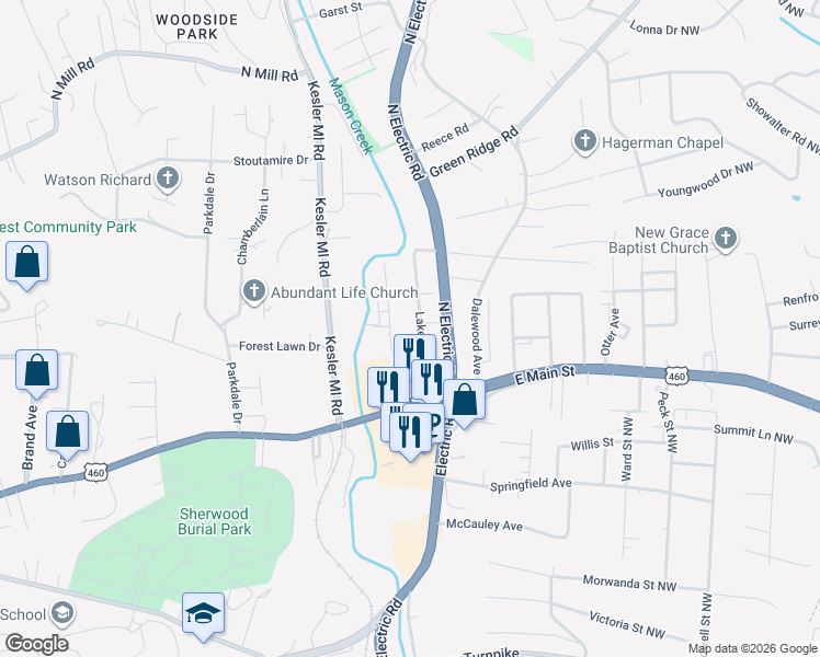 map of restaurants, bars, coffee shops, grocery stores, and more near 117 Lakehurst Avenue in Salem