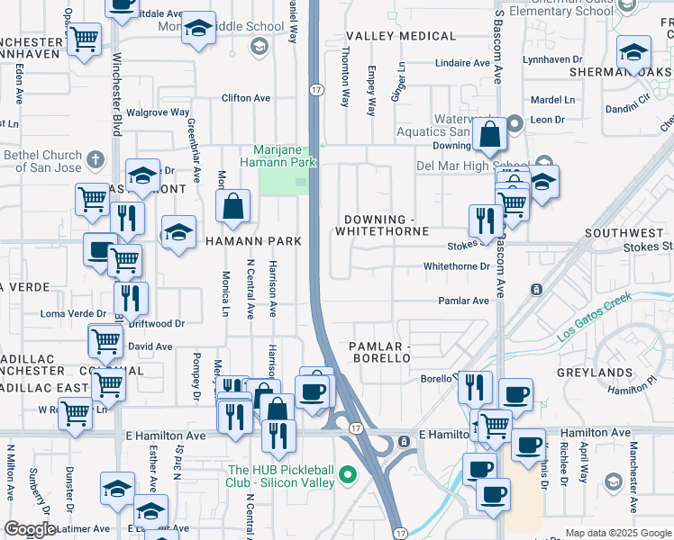 map of restaurants, bars, coffee shops, grocery stores, and more near 930 Ravenscourt Avenue in San Jose