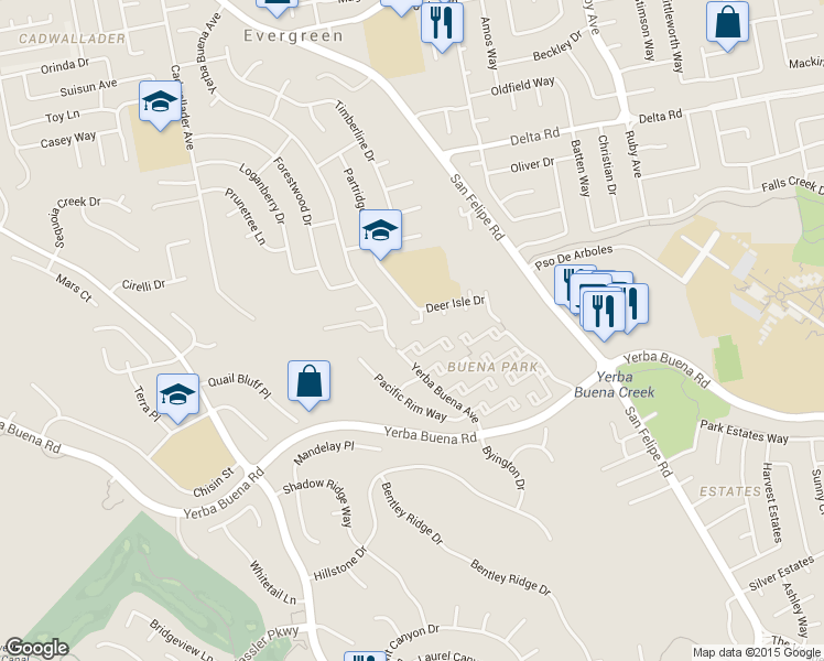map of restaurants, bars, coffee shops, grocery stores, and more near 4468 Partridge Court in San Jose
