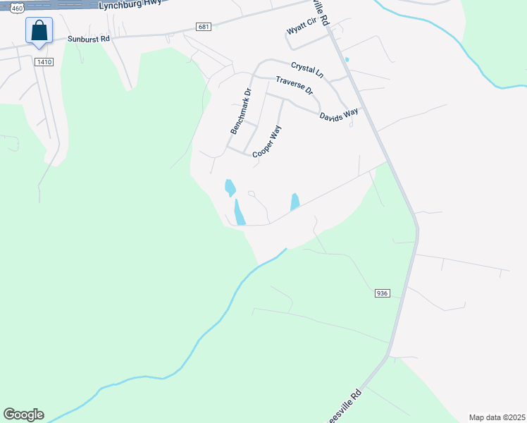map of restaurants, bars, coffee shops, grocery stores, and more near 561 Twin Lakes Road in Evington