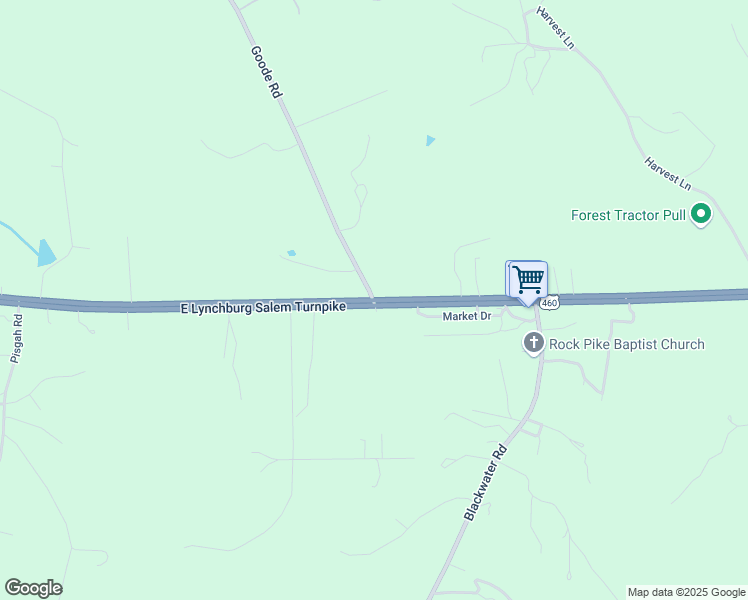 map of restaurants, bars, coffee shops, grocery stores, and more near 643 Goode Road in Goode