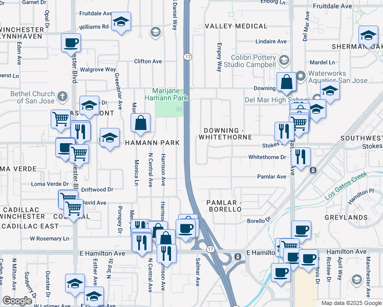 map of restaurants, bars, coffee shops, grocery stores, and more near 935 Ravenscourt Avenue in San Jose
