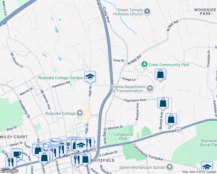 map of restaurants, bars, coffee shops, grocery stores, and more near 516 Cleveland Avenue in Salem