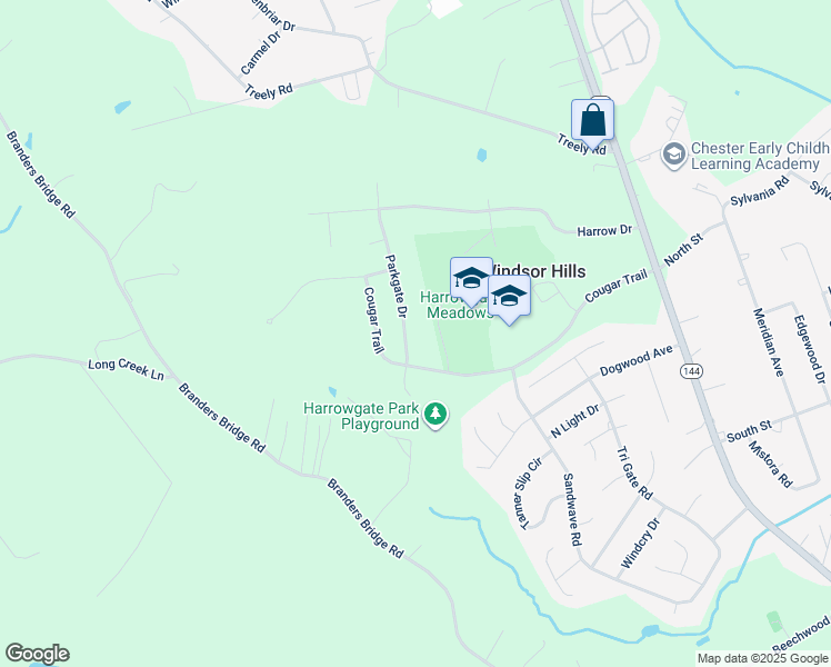 map of restaurants, bars, coffee shops, grocery stores, and more near 15549 Parkgate Drive in Chester