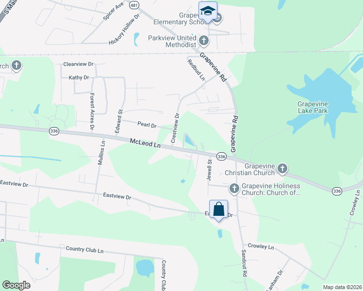 map of restaurants, bars, coffee shops, grocery stores, and more near 1403 McLeod Lane in Madisonville