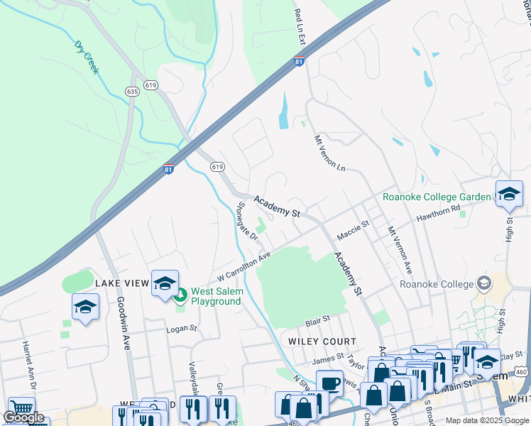map of restaurants, bars, coffee shops, grocery stores, and more near 900 Saddle Drive in Salem