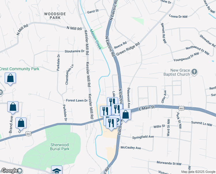 map of restaurants, bars, coffee shops, grocery stores, and more near 1527 Lenox Avenue in Salem