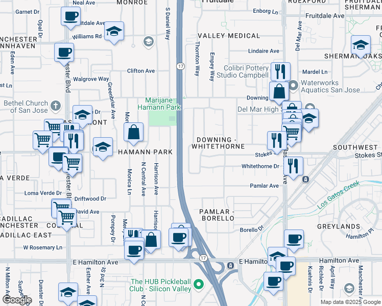 map of restaurants, bars, coffee shops, grocery stores, and more near 1007 Ravenscourt Avenue in San Jose