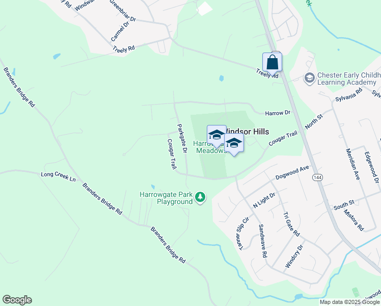 map of restaurants, bars, coffee shops, grocery stores, and more near 15537 Parkgate Drive in Chester