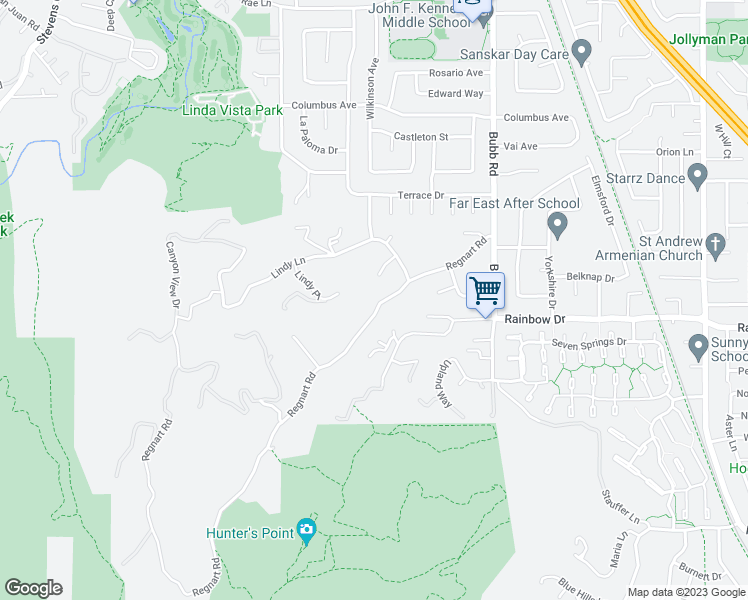 map of restaurants, bars, coffee shops, grocery stores, and more near 21695 Regnart Road in Cupertino