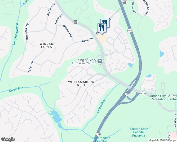 map of restaurants, bars, coffee shops, grocery stores, and more near 104 Nottinghamshire in Williamsburg