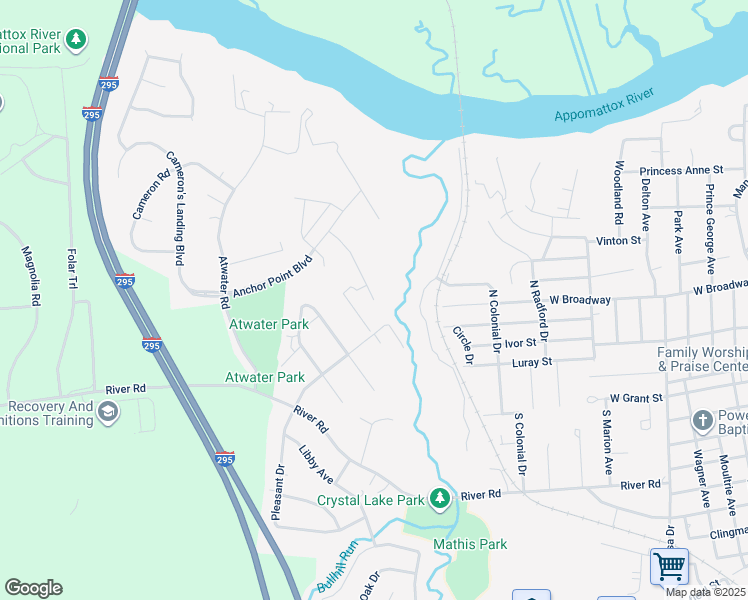 map of restaurants, bars, coffee shops, grocery stores, and more near 3813 Eagle Drive in Hopewell