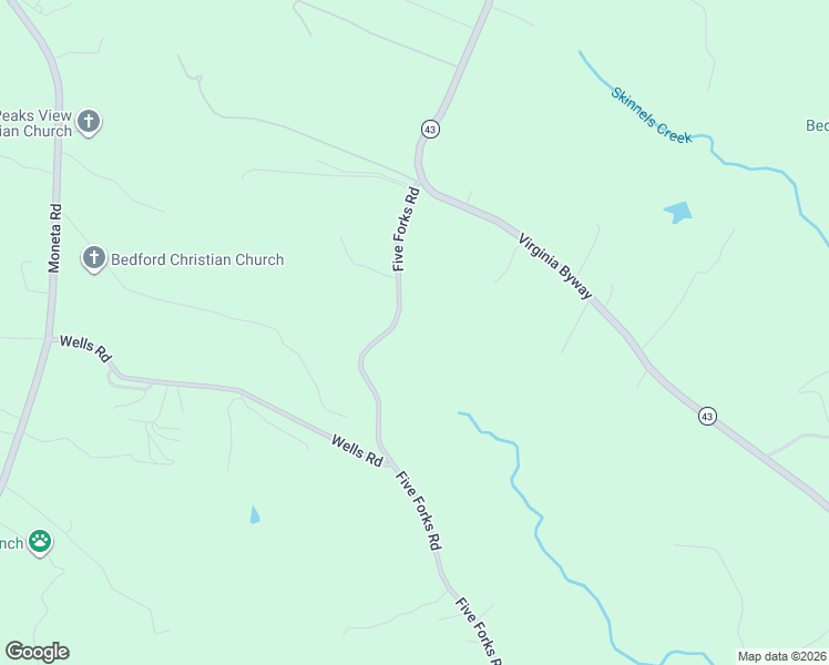 map of restaurants, bars, coffee shops, grocery stores, and more near 1372 Five Forks Road in Bedford