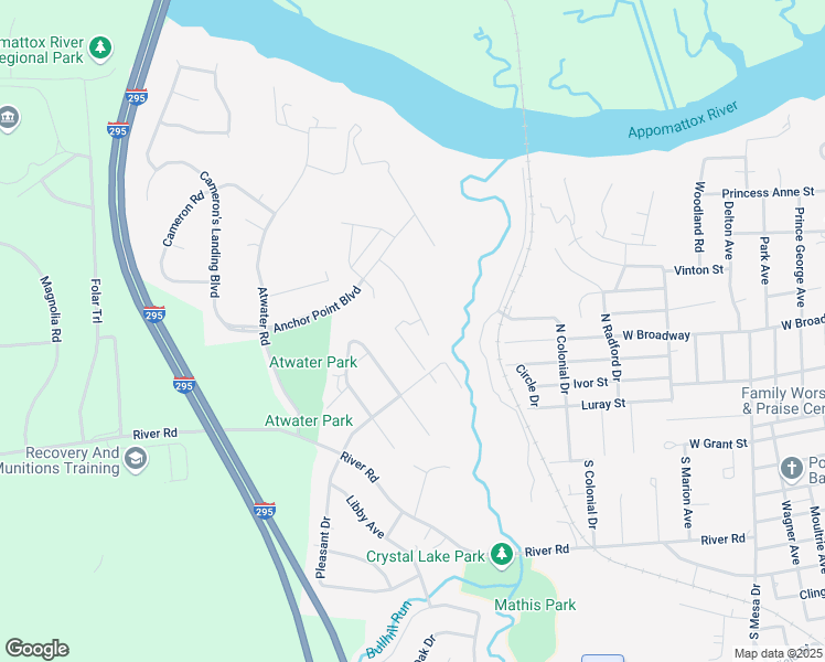 map of restaurants, bars, coffee shops, grocery stores, and more near 4055 Eagle Drive in Hopewell