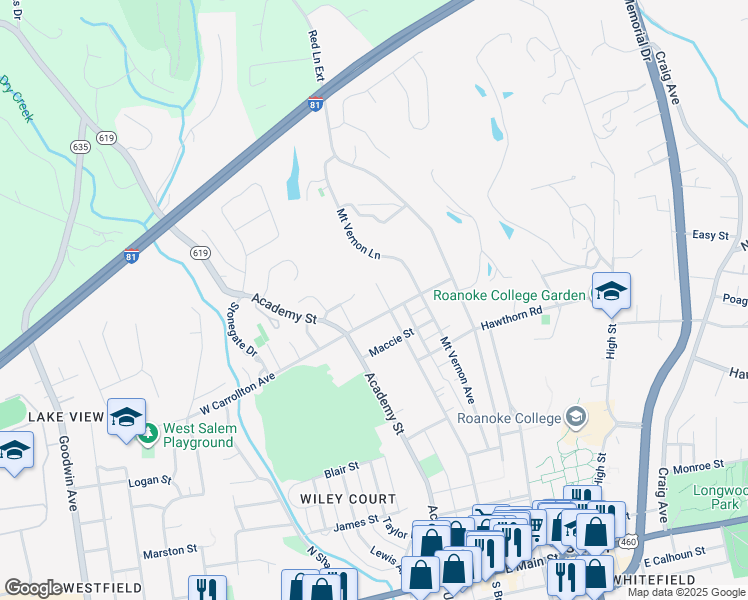 map of restaurants, bars, coffee shops, grocery stores, and more near 815 North Broad Street in Salem