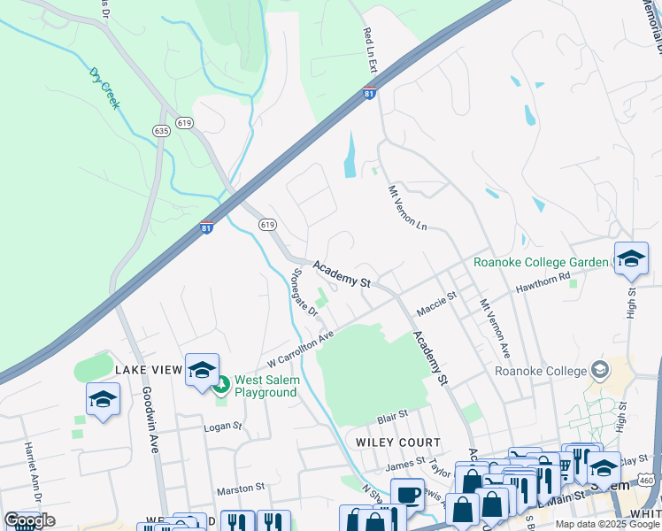 map of restaurants, bars, coffee shops, grocery stores, and more near 900 Saddle Drive in Salem