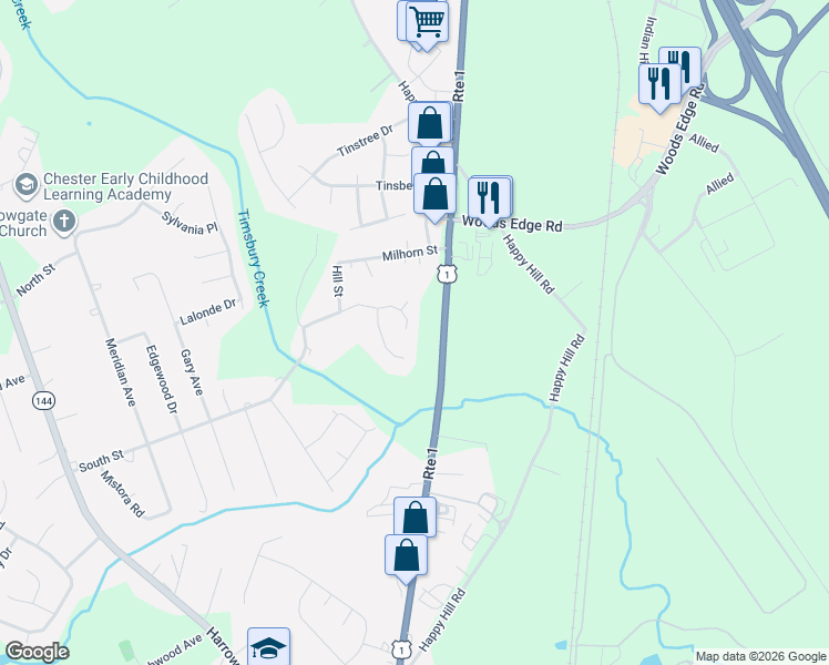 map of restaurants, bars, coffee shops, grocery stores, and more near 2702 Tipton Street in Chesterfield County