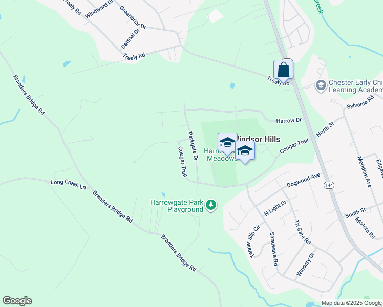 map of restaurants, bars, coffee shops, grocery stores, and more near 15524 Parkgate Drive in Chester