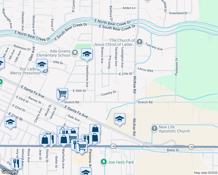 map of restaurants, bars, coffee shops, grocery stores, and more near 1896 Barnett Way in Merced