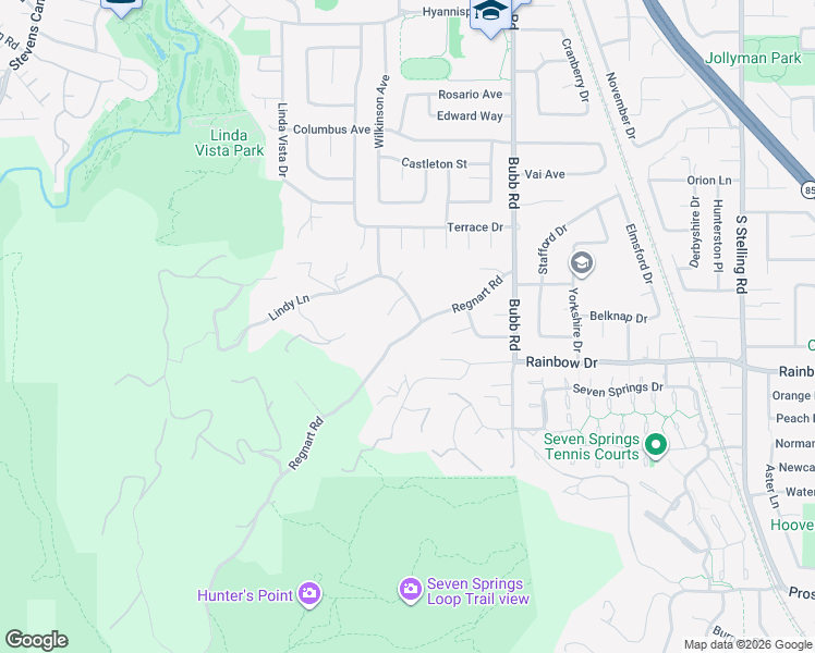 map of restaurants, bars, coffee shops, grocery stores, and more near 21695 Regnart Road in Cupertino