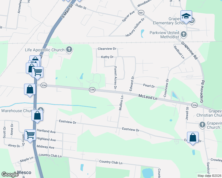 map of restaurants, bars, coffee shops, grocery stores, and more near 344-798 McLeod Lane in Madisonville