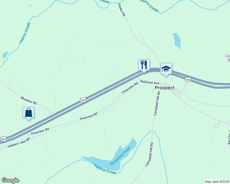 map of restaurants, bars, coffee shops, grocery stores, and more near 791 Pineview Road in Prospect