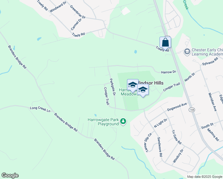 map of restaurants, bars, coffee shops, grocery stores, and more near 15518 Parkgate Drive in Chester