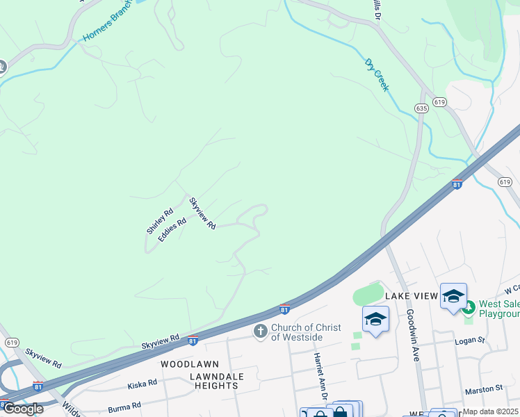 map of restaurants, bars, coffee shops, grocery stores, and more near 1129 Skycoe Drive in Salem