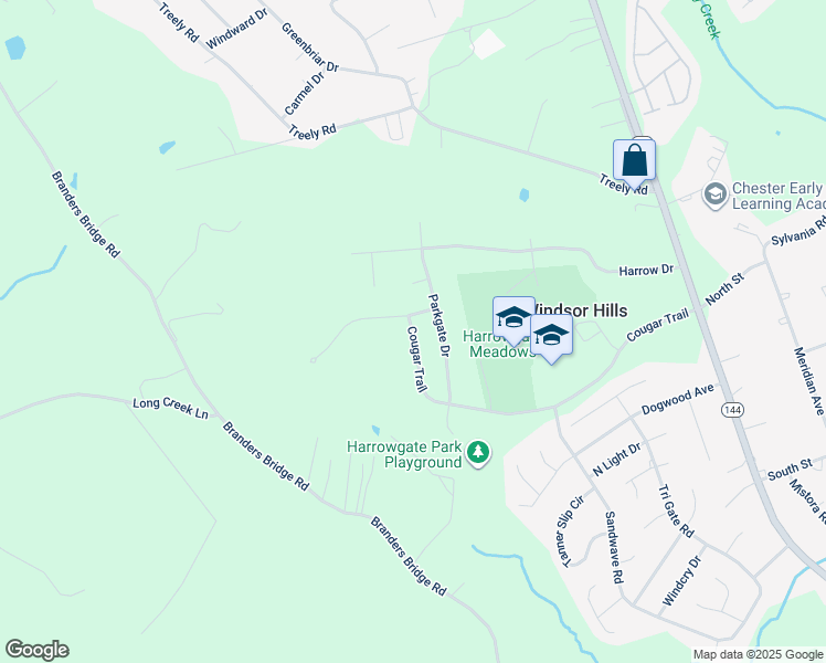 map of restaurants, bars, coffee shops, grocery stores, and more near 4279 Cougar Trail in Chester