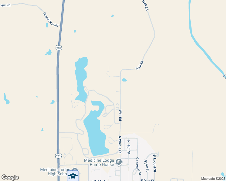 map of restaurants, bars, coffee shops, grocery stores, and more near Well Road in Medicine Lodge