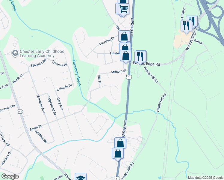 map of restaurants, bars, coffee shops, grocery stores, and more near 16103 Tipton Court in Chesterfield County