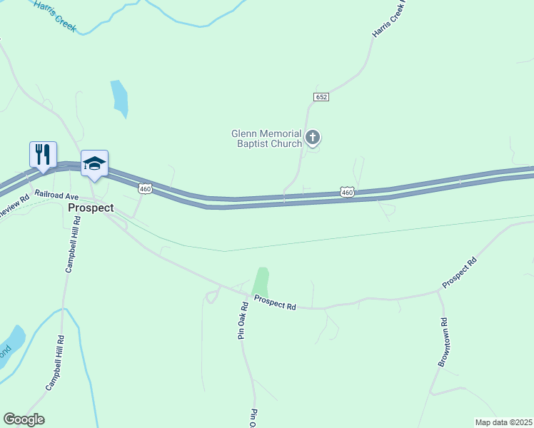 map of restaurants, bars, coffee shops, grocery stores, and more near 7628 Prince Edward Highway in Prospect