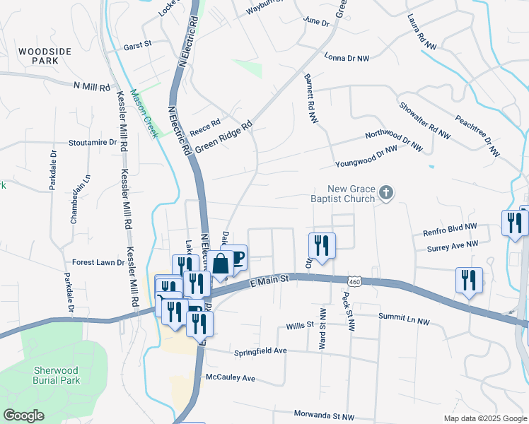 map of restaurants, bars, coffee shops, grocery stores, and more near 1700 Millbrook Street in Salem