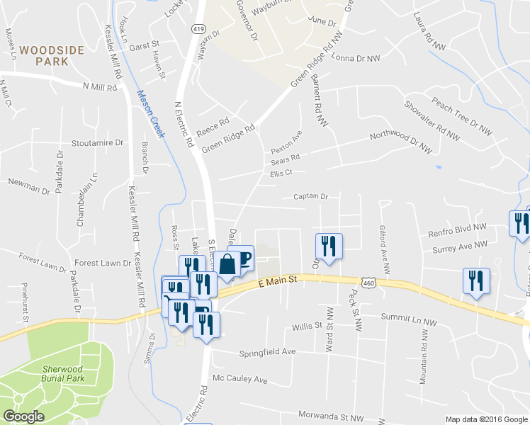 map of restaurants, bars, coffee shops, grocery stores, and more near 1700 Millbrook Street in Salem