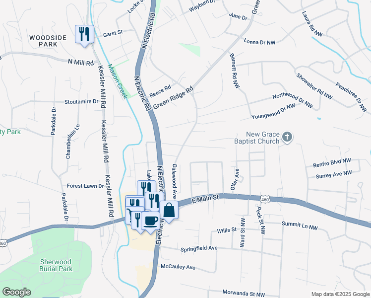 map of restaurants, bars, coffee shops, grocery stores, and more near 316 Dalewood Avenue in Salem