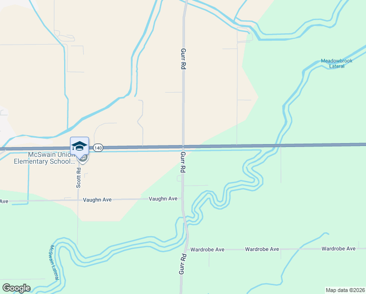 map of restaurants, bars, coffee shops, grocery stores, and more near 1 Gurr Road in Merced