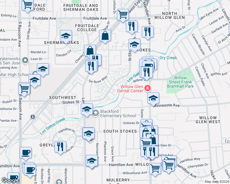 map of restaurants, bars, coffee shops, grocery stores, and more near 1476 Carnot Drive in San Jose