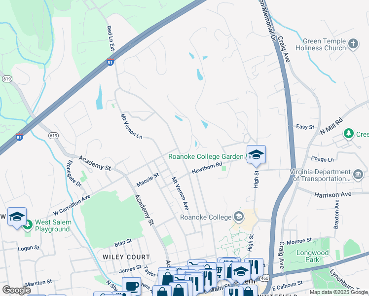 map of restaurants, bars, coffee shops, grocery stores, and more near 718 Red Lane Extension in Salem
