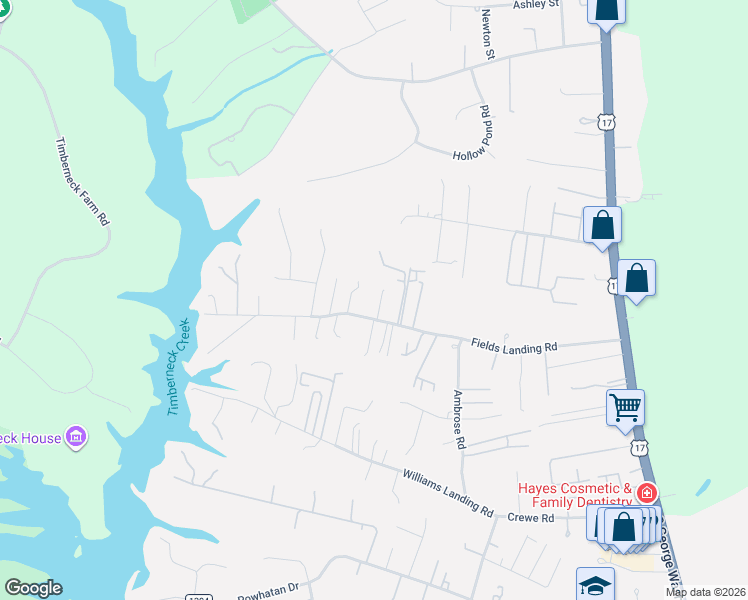 map of restaurants, bars, coffee shops, grocery stores, and more near 6801 Fields Landing Road in Gloucester Point
