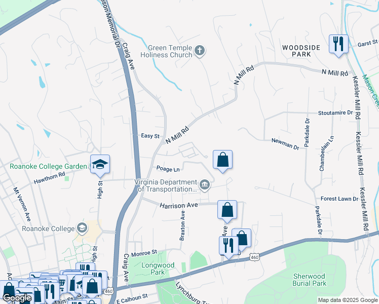 map of restaurants, bars, coffee shops, grocery stores, and more near 128 Rutledge Drive in Salem