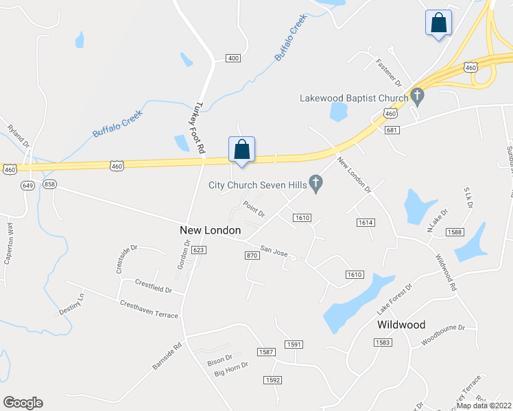 map of restaurants, bars, coffee shops, grocery stores, and more near 31 Sky Place in Lynchburg