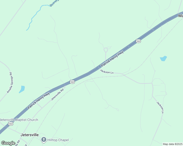map of restaurants, bars, coffee shops, grocery stores, and more near Patrick Henry Highway in Jetersville