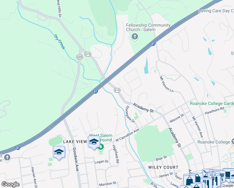 map of restaurants, bars, coffee shops, grocery stores, and more near 951 Wildwood Road in Salem