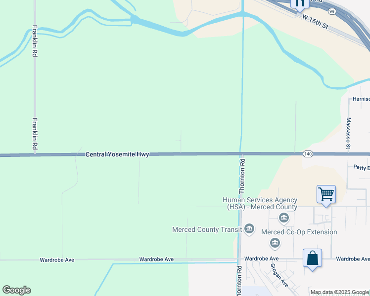map of restaurants, bars, coffee shops, grocery stores, and more near 2315 California 140 in Merced