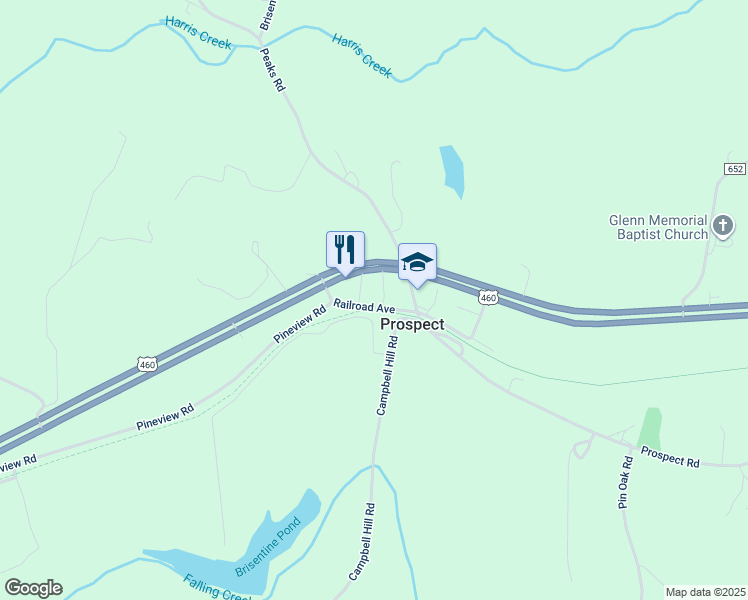 map of restaurants, bars, coffee shops, grocery stores, and more near 141 Railroad Avenue in Prospect