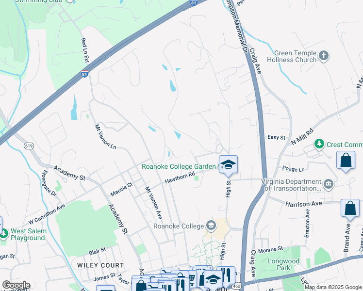 map of restaurants, bars, coffee shops, grocery stores, and more near 700 Marion Lane in Salem