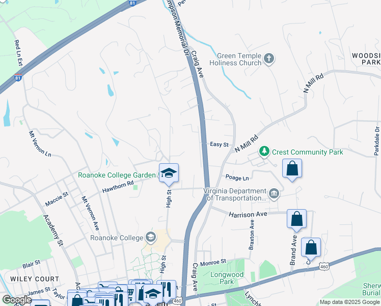 map of restaurants, bars, coffee shops, grocery stores, and more near 414 Stonewall Circle in Salem