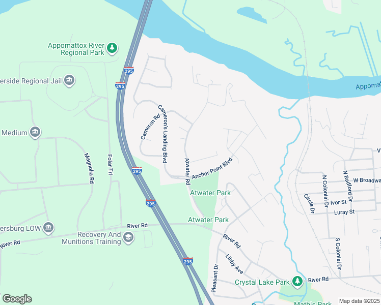 map of restaurants, bars, coffee shops, grocery stores, and more near 419 Atwater Road in Hopewell
