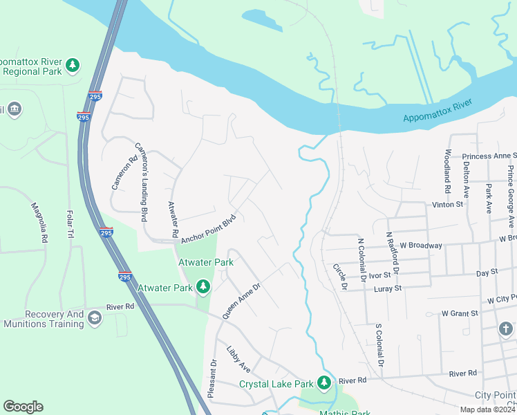 map of restaurants, bars, coffee shops, grocery stores, and more near 4049 Eagle Drive in Hopewell