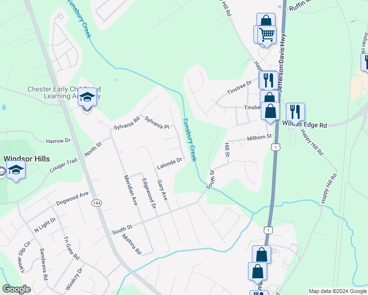 map of restaurants, bars, coffee shops, grocery stores, and more near 15807 Roland View Drive in Chester